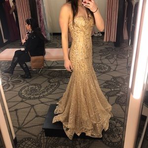 Ellie Wilde Gold Prom Dress